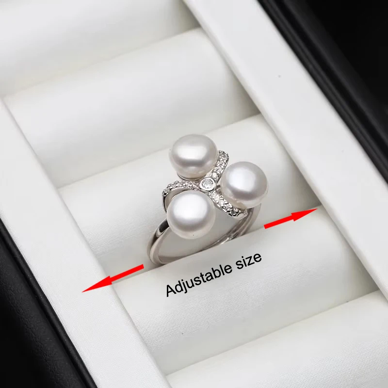 Women's 925 Sterling Silver Pearl Ring, Elegant Design