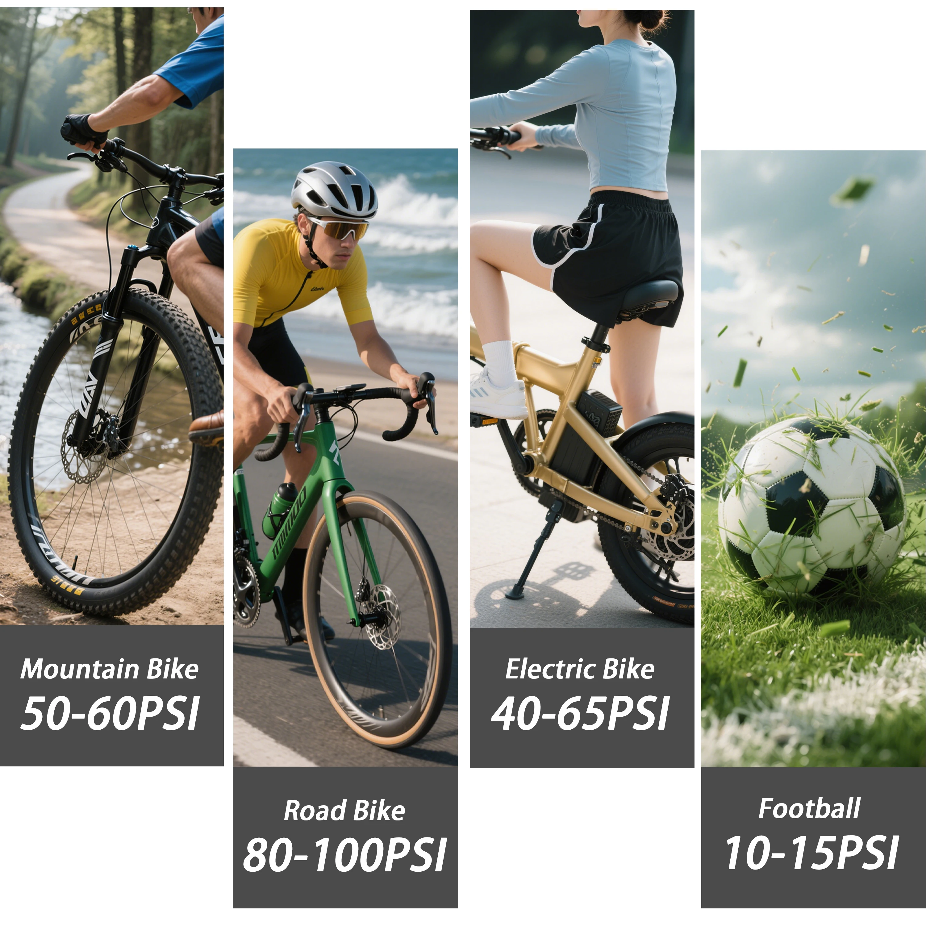 Elektrische Fahrradpumpe Reifenfüller 130PSI Luftpumpe Wiederaufladbare Batterie Fahrrad-Zubehör Schrader Presta & Clik Ventil – Detail 9