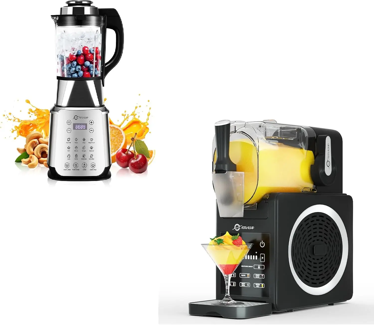 ASH01-S Professional 59OZ Countertop Blender for Smoothies + ASSM-01 Slushie Machine Pro - 85oz Large Capacity, 5 Preset Modes +