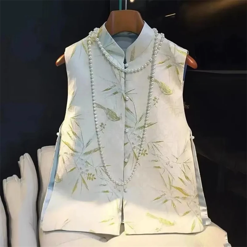 

Korean Vest Women 2024 NEW Spring Autumn Retro Jacquard Slim Casual Sleeveless Waistcoat Jacket Ladies Tops Fashion