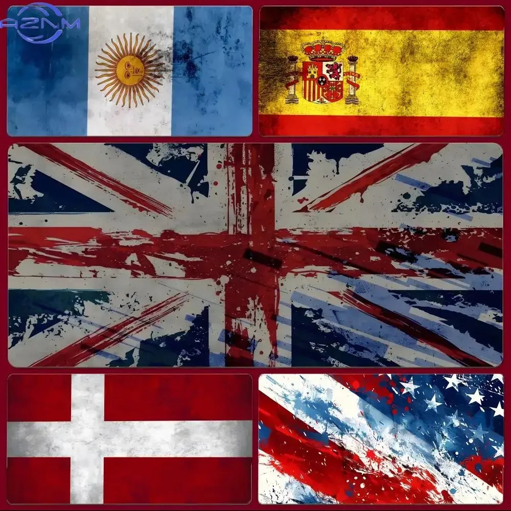vintage decor wall print national flag Mouse Pad Large Gaming Mousepad with Stitched Edges Thickened Desk Mat PC