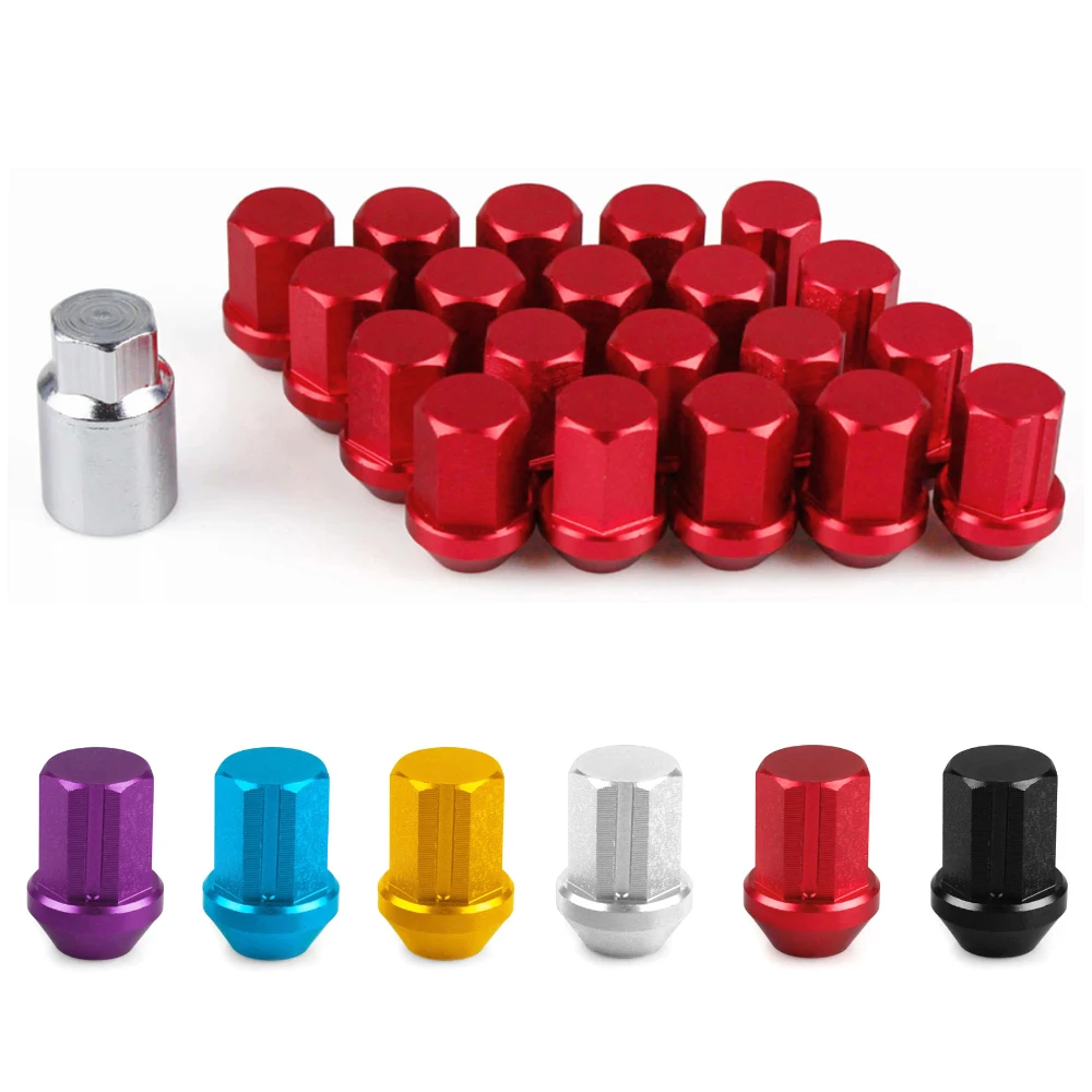 20Pcs Racing Wheel Lug Nuts Extended Aluminum Car Modified Wheel Bolts Stud Lug Nuts 33mm M12x1.5/1.25 Exterior Decoration