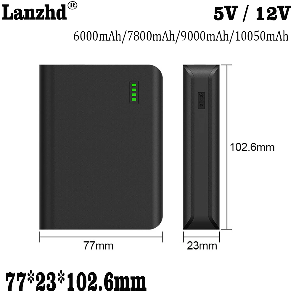 Real capacity DC 5V 12v Backup battery 6000mAh/7800mAh/10050mAh Lithium Li ion Battery pack Mobile power With 5521 cable charger