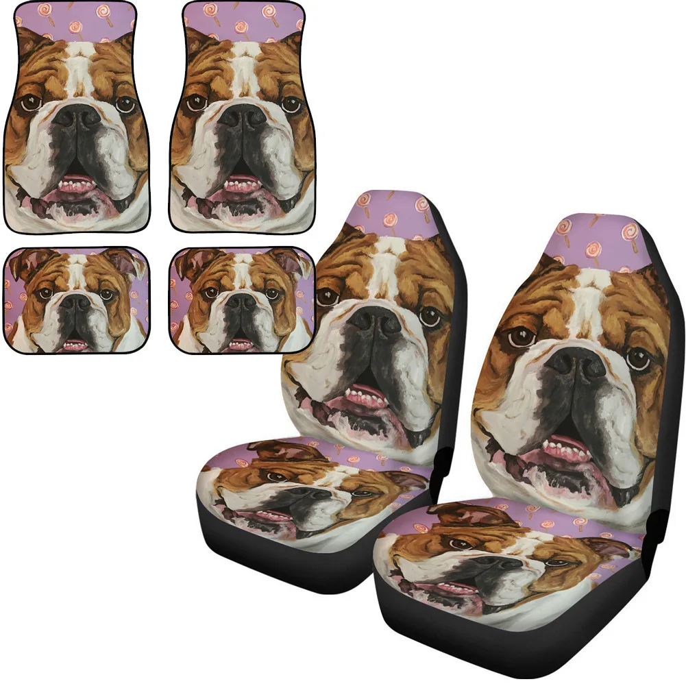 Bulldog Figure Car Floor Mat Seat Cover Cushion Pattern Custom Floor Mat Seat Cover Car Interior Auto Accessories