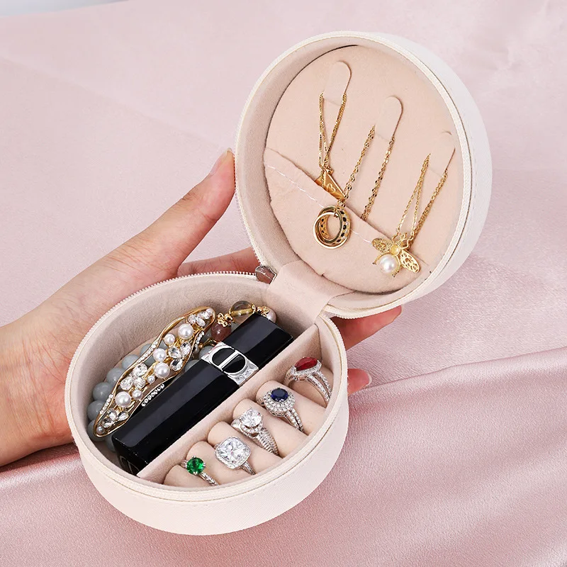 

Дорожный футляр для ювелирных изделий для женщин, портативный мини-органайзер для ювелирных изделий, витрина с застежкой-молнией для колец, серег, ожерелья, браслетов