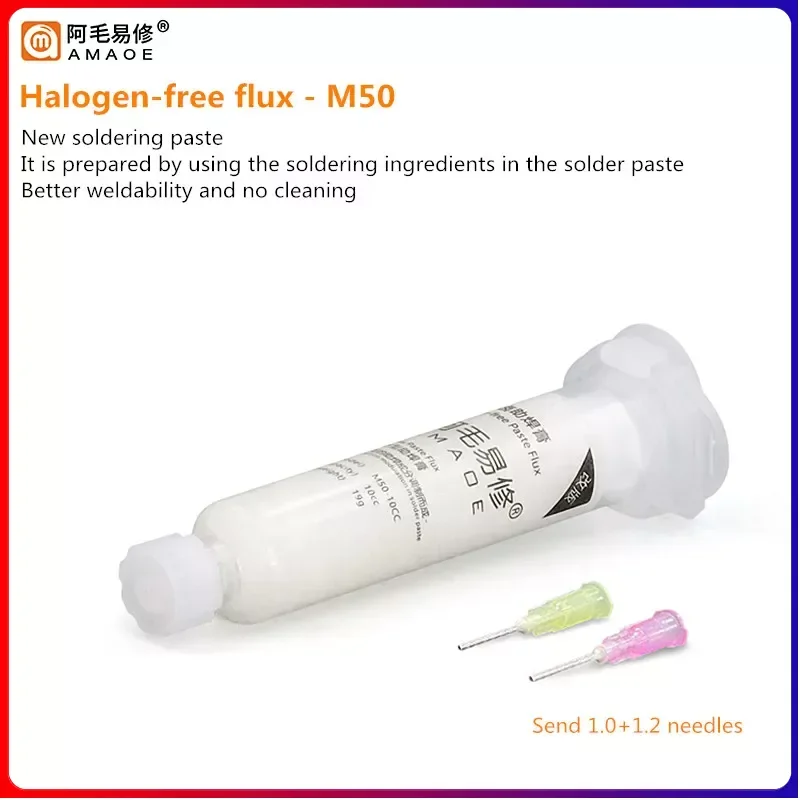 Amaoe M50 Halogen-free Solder Paste for Phone Motherboard Repair with Push Rod Set BGA Soldering Paste Flux Oil