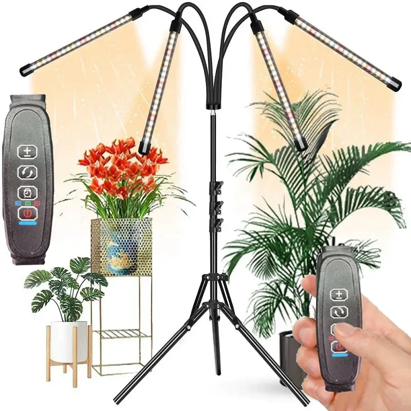 Full-spectrum warm white USB tripod floor-standing plant lamp multi-angle irradiation for growth and photosynthesis dimming time