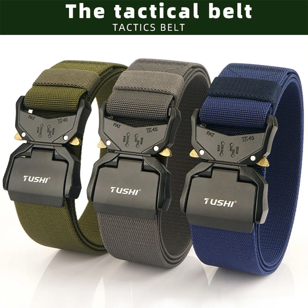 TUSHI 4.5cm Men\'s Belt Outdoor Hunting Tactical Belt Multi-Function Buckle Nylon Belt Alloy Buckle Belt Canvas Neutral wide Belt