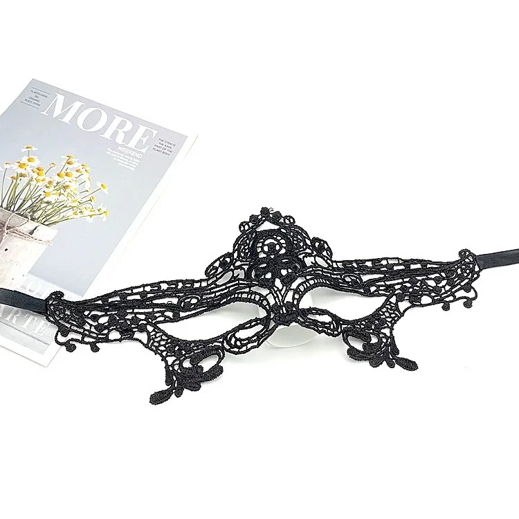 Schwarze Königin-Spitzenmaske mit Stickerei-Applikationen Party-Karnevalsmaske Damen-Accessoires Hochzeitsmaske Halloween-Maskerade-Maske – Detail 4