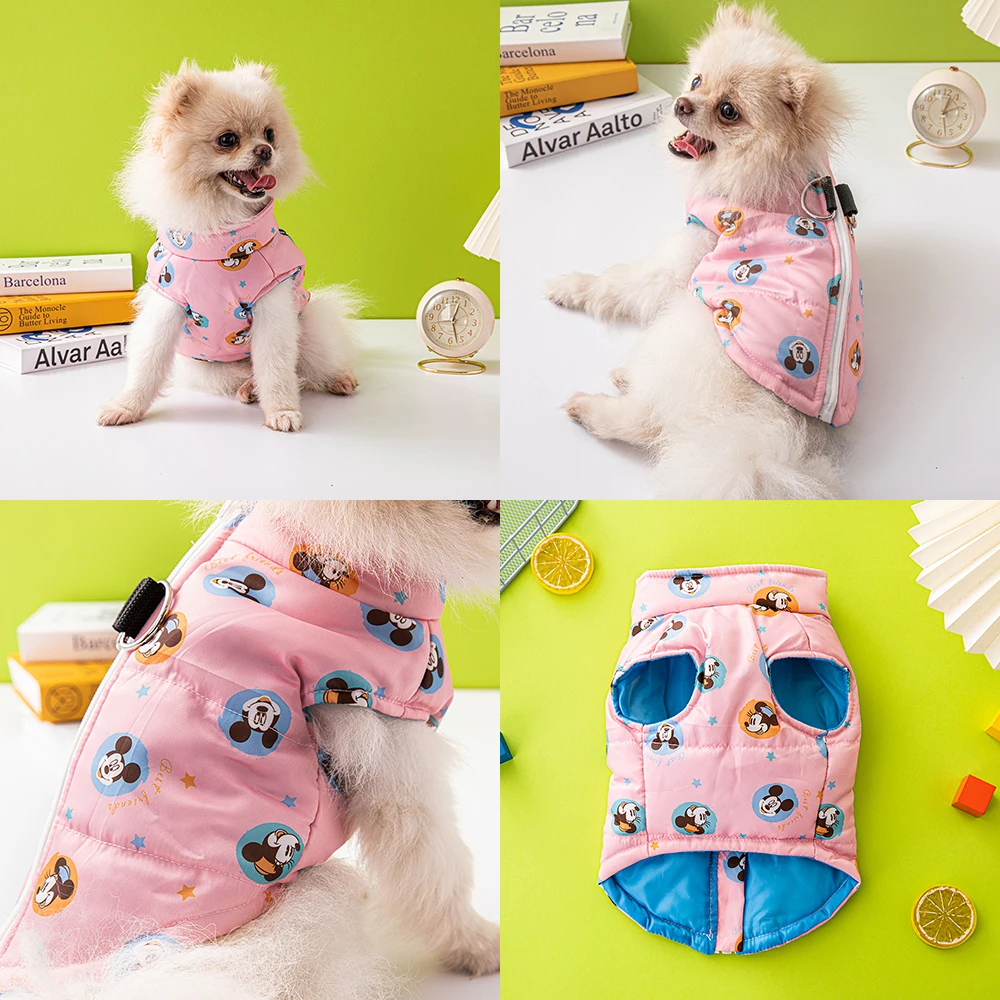 Disney Dog Clothes Warm Waterproof Pet Vest Windproof Dog Jacket Coat Pug Clothing Small Dog Chihuahua Vest Yorkie Kitten