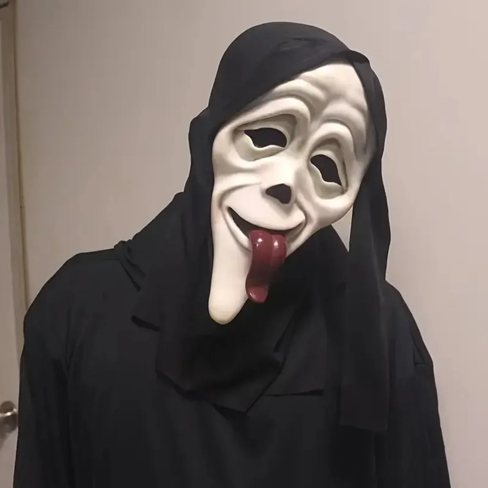 Halloween Cosplay Schreiende Horror-Maske Atmungsaktive Skelett-Maske mit Herausstehender Zunge für Horror-Party Rollenspiel-Requisiten – Detail 2