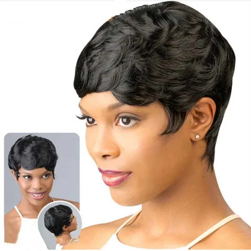 Wig, European and American style, women's slanted bangs, short curly hair, wig, chemical fiber rose, intranet headgear.