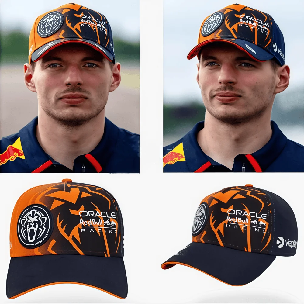 Men's and Women's Summer Fashion Orange Red Bull Baseball Hat Red Bull Racing Driver Verstappen Baseball Hat Curved brimmed Hat