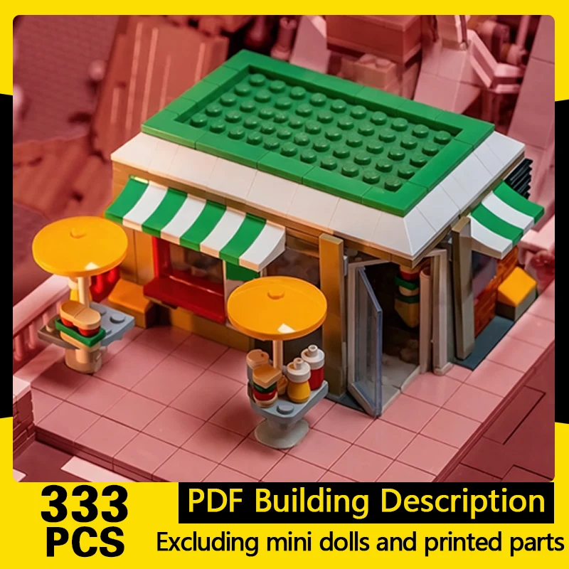 

City Street View Model MOC Building Bricks Modern Sandwich Shop Modular Technology Gifts Holiday Assemble Children Toys Suit