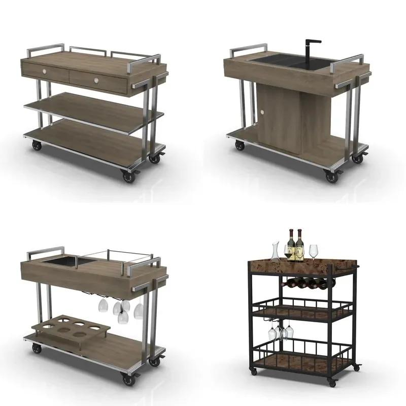304 Stainless Steel Service Trolley for Hotel Restaurant Wine Cart