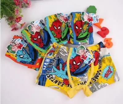 Hot Anime Underwear Boys Panties Cartoon Figures Print Marvel Anime Boxer Briefs Cotton Underwear Gifts Spiderman Festival Xmas