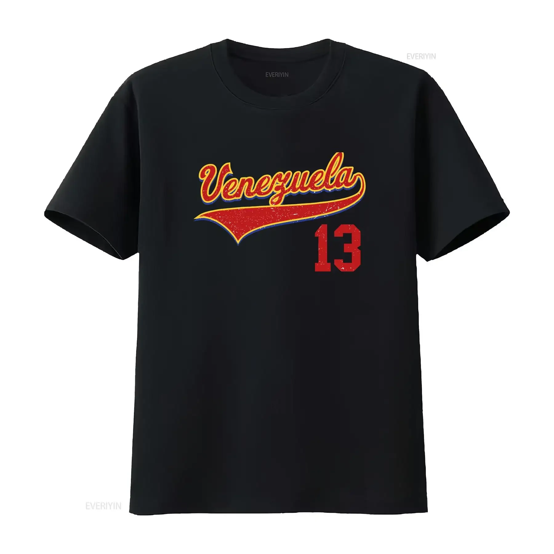 Camiseta de béisbol Venezuela Camiseta Vinotinto Beisbol 13 vintage lavado suave versátil ropa de diseñador homme