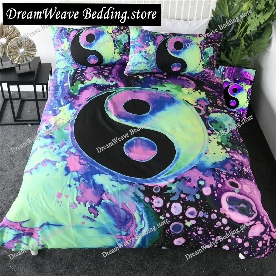 Yin Yang King Duvet Cover Mandala Bohemian Bedding Set Retro Lotus Tai Chi Bagua Comforter Cover Home Textileextile Luxury Gift