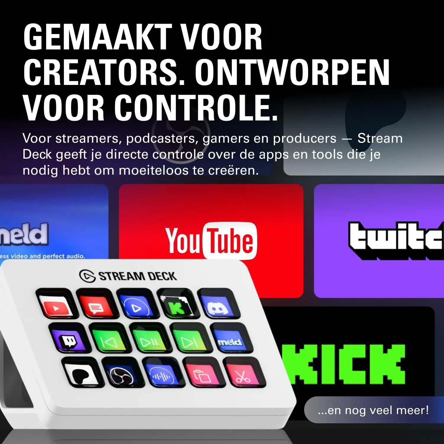 وحدة تحكم Elgato الأصلية Studio 15 مفتاحًا ماكروًا، Stream Deck MK.2 إجراءات الزناد في التطبيقات والبرمجيات ​ يوتيوب لماك والكمبيوتر الشخصي