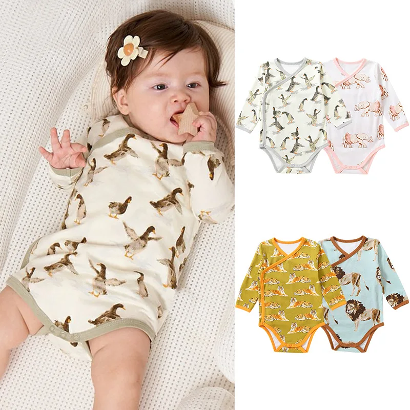 

Jenny&Dave Baby clothes, baby autumn cotton jumpsuit, long sleeved triangular jumpsuit, crawling suit, baby bottom cover, and bo