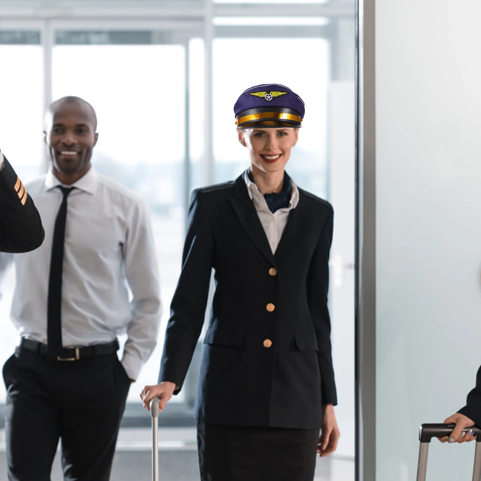 

Flight Attendant Hat Cosplay Costume Airline Uniform Stewardess Airplane Hostess Decorative Headwear Halloween Party Accessories