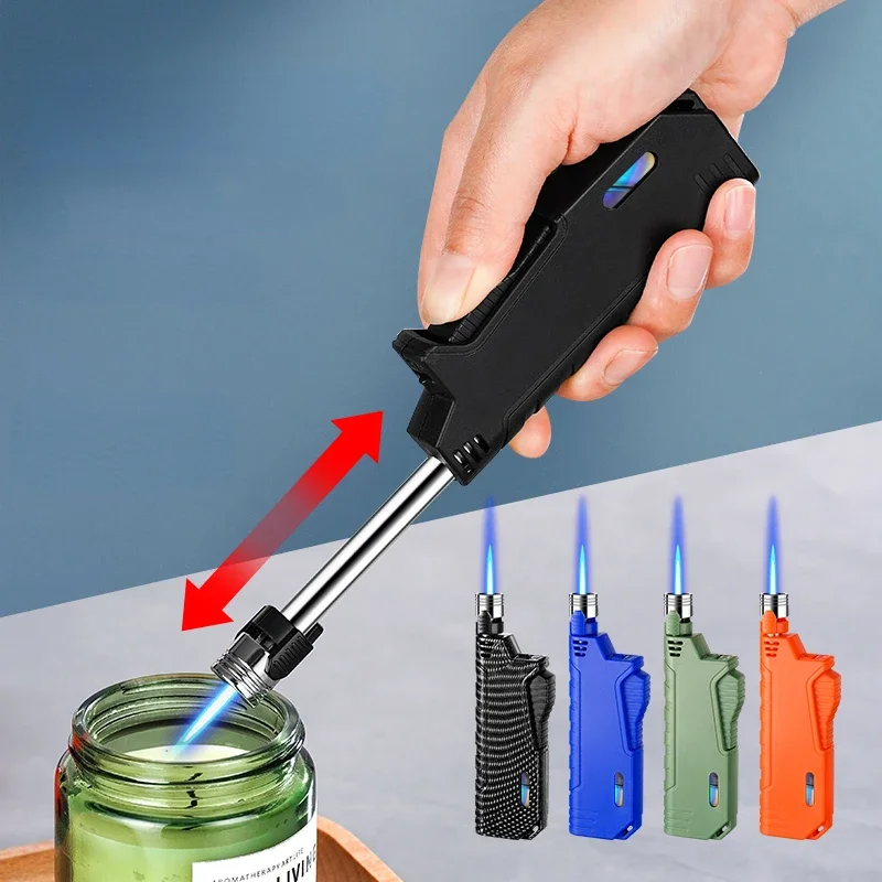 2025 Creative Telescopic Pole Ignition Blue Flame Windproof Lighter Can Be Used in The Kitchen Outdoor Camping Spray Gun Lighter