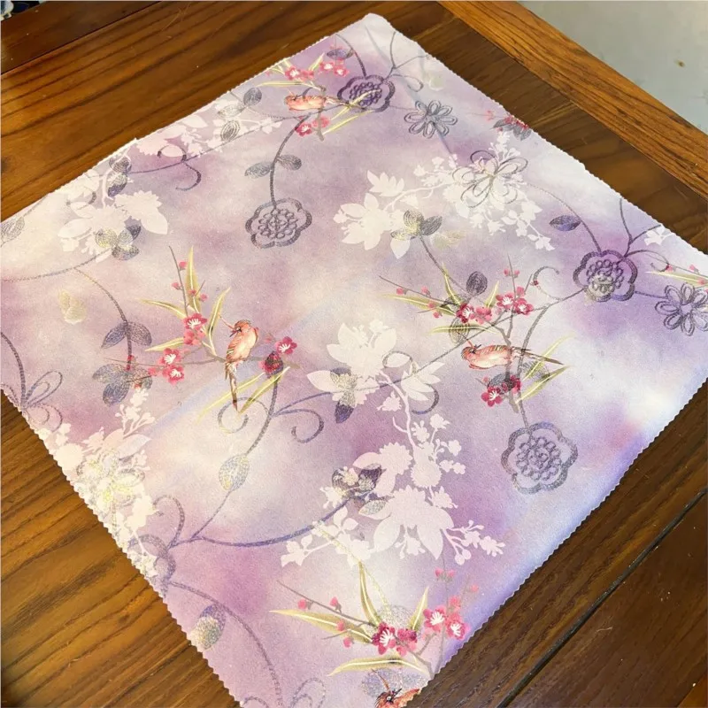 

pearl embroidery ancient-style printed fabric three-dimensional cheongsam style silk Chinese