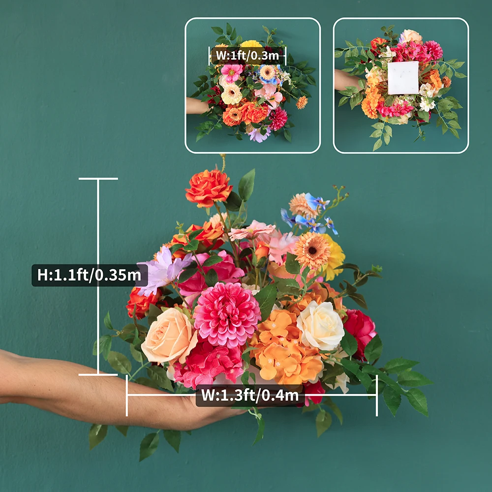 Decoration Mariage Birthday Event Artificial Table Flowers Centerpieces Decorations Silk Orange Mini Floral Arrangement HY2364