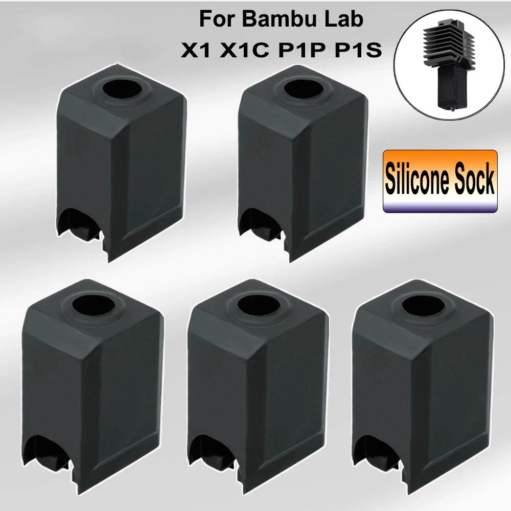 

Silicone Socks For Bambu Lab X1C P1P P1S X1 Nozzle Cover Extruder Hotend Protective Wear-resistant Black Silicone Sleeve Cove