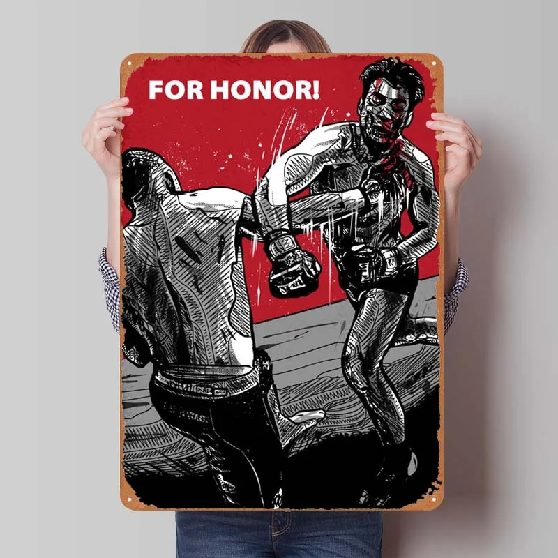 FOR HONOR Sign Boxing Poster Metal Wall Art Mural Retro Metal Tin Sign for Bedroom Garage Man Cave Wall Decoration Dekoration