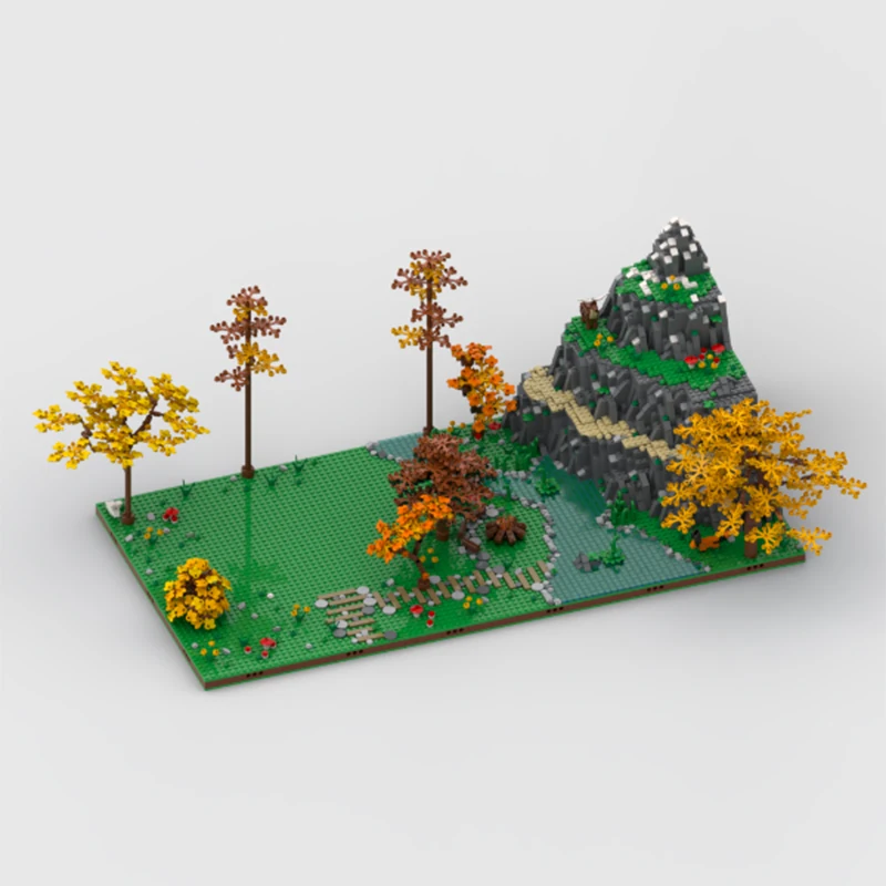 2585 pièces – Diorama naturel personnalisable pour la cabane A-Frame – Blocs de construction modulaires MOC personnalisables – Jouet de construction DIY pour garçons – Cadeaux de vacances