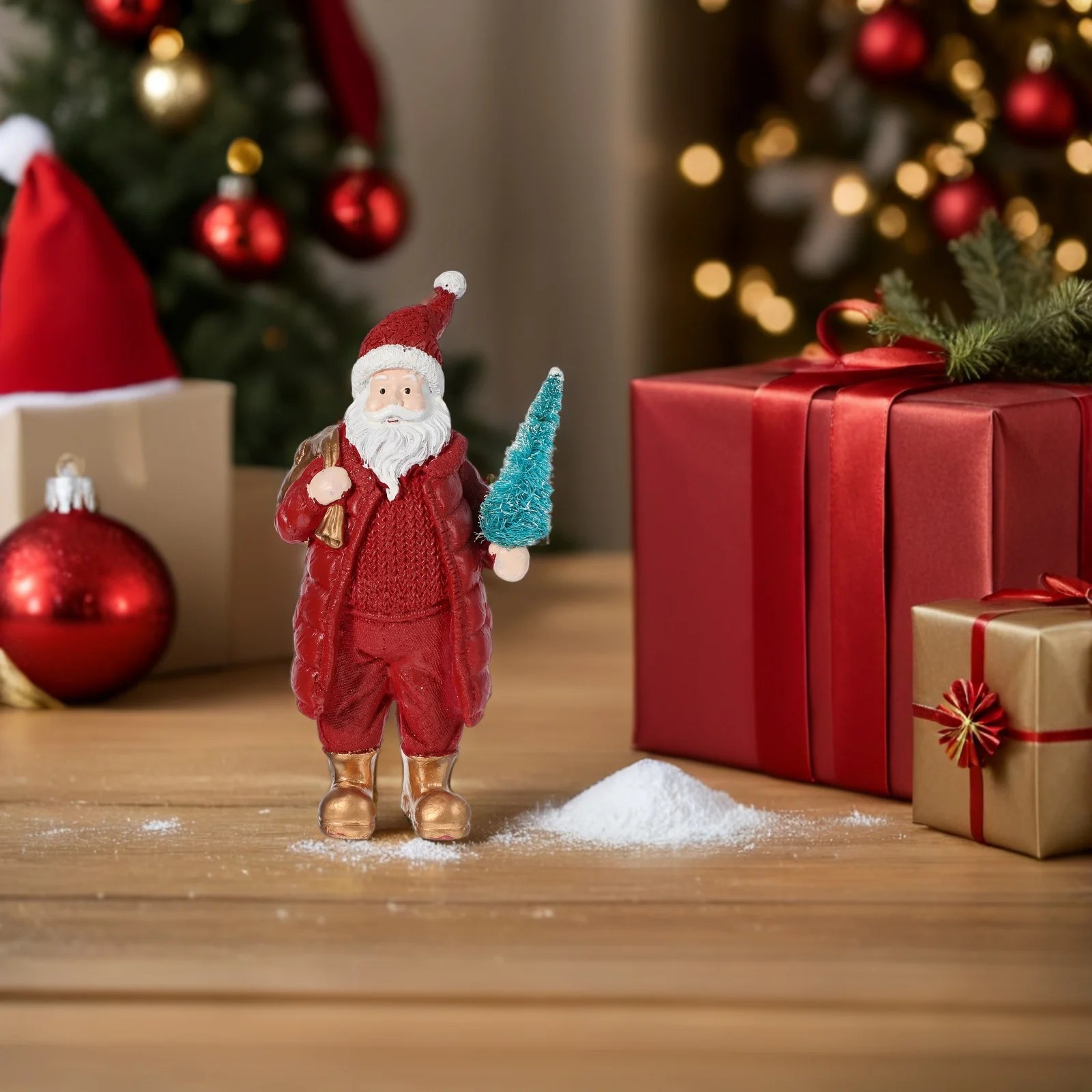 

Resin Santa Claus Christmas Decor Tabletop Sculpture Xmas Holiday Centerpiece for Home Office Store Santa Claus Figurines