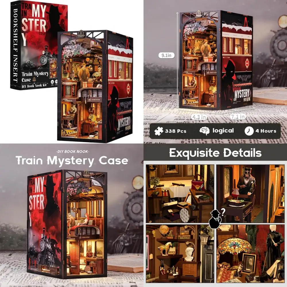 

Fsolis Book Nook Kit, DIY Miniature Room House Kit for Adult Decorative Bookend Bookshelf Bookcase Nook Decor Gifts for Women Te