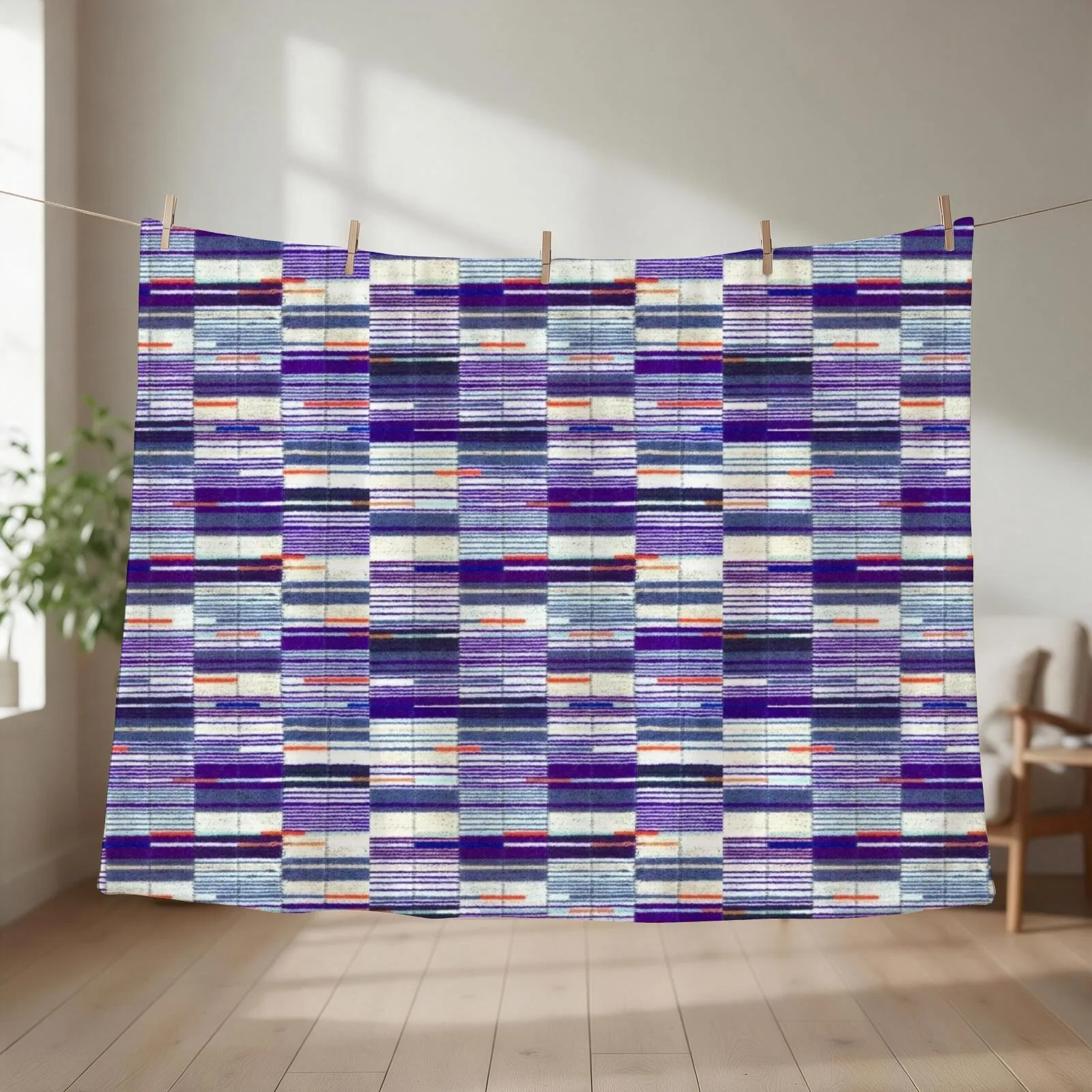Printed Image of ELIZABETH LINE UNDERGROUND MOQUETTE SEAT COVER Throw Blanket couch cozy soft plush fuzzy picnic outdoor blanket