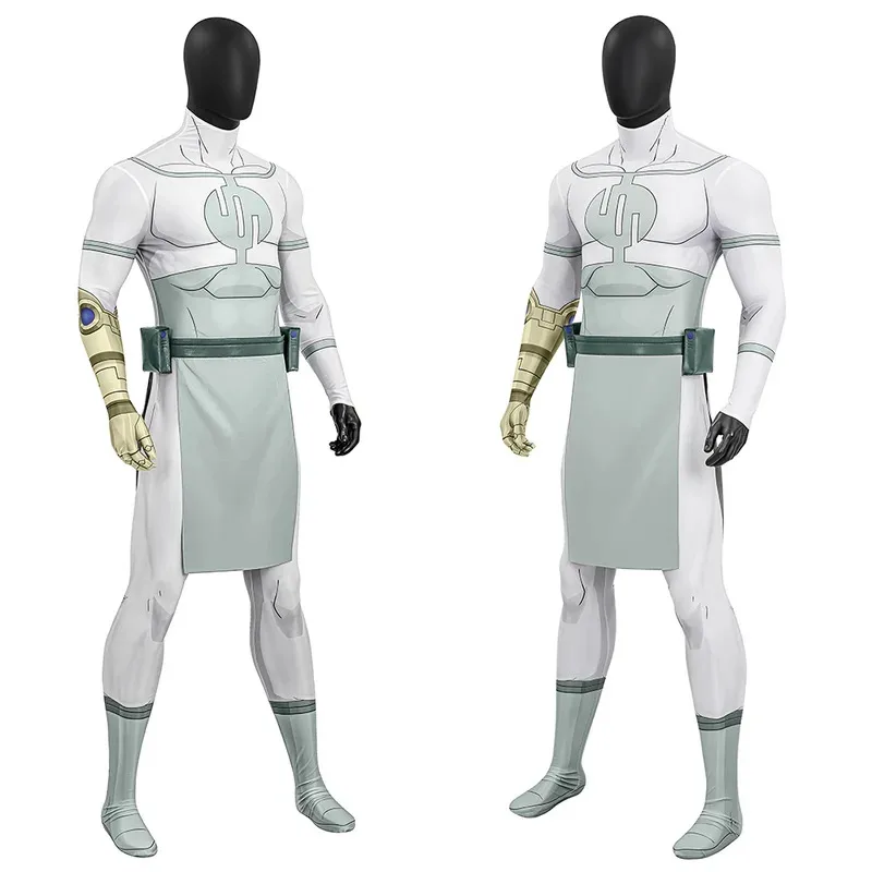 

White Invincible Cosplay Thragg Costume 3d Printed Elatic Jumpsuit Belt Outfit Full Set Halloween Man Battle Suit Custom Made dt