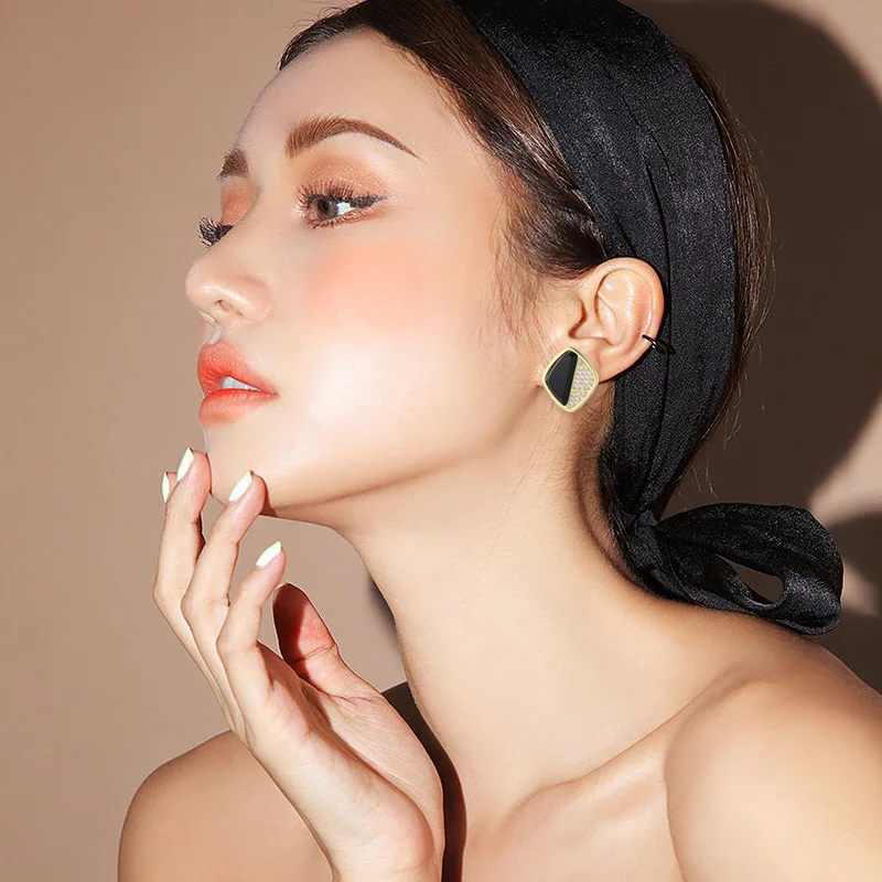 DIY accessories 2026 acetic acid geometric point diamond stud earrings, retro fashion gold acrylic exaggerated earring