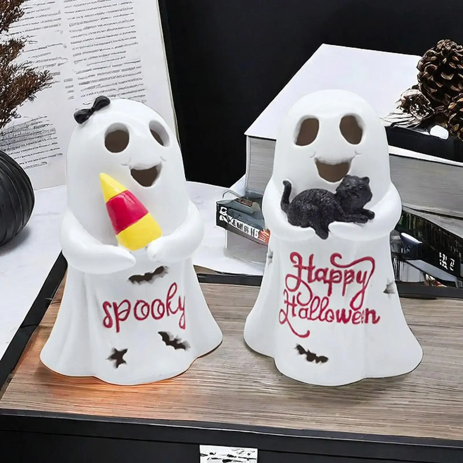 

Halloween White Ghost Ornaments Cute White Ghost Party Decoration Resin For Halloween Party Decoration Home Supplies
