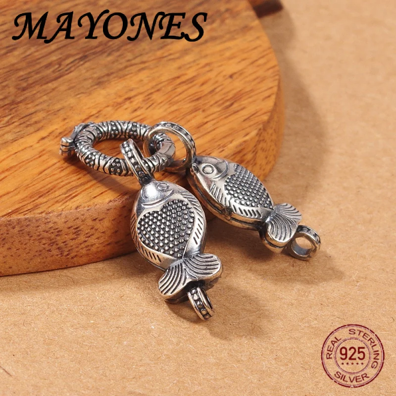 

925 sterling silver lucky fish lock universal European jewelry