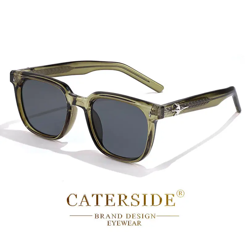 CATERSIDE Trend Square Man Sunglasses Large Frame Sun Glasses Party Travel Beach Eyewear Ideal Choice for Gifts UV400
