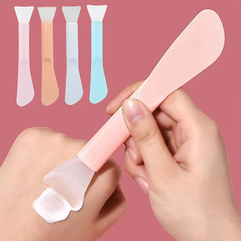 Double Head Silicone Facial Mask Brush Soft Head With Scraper Integrated Dual-Use Mud Film Stirring Stick DIY Film Beauty Tool