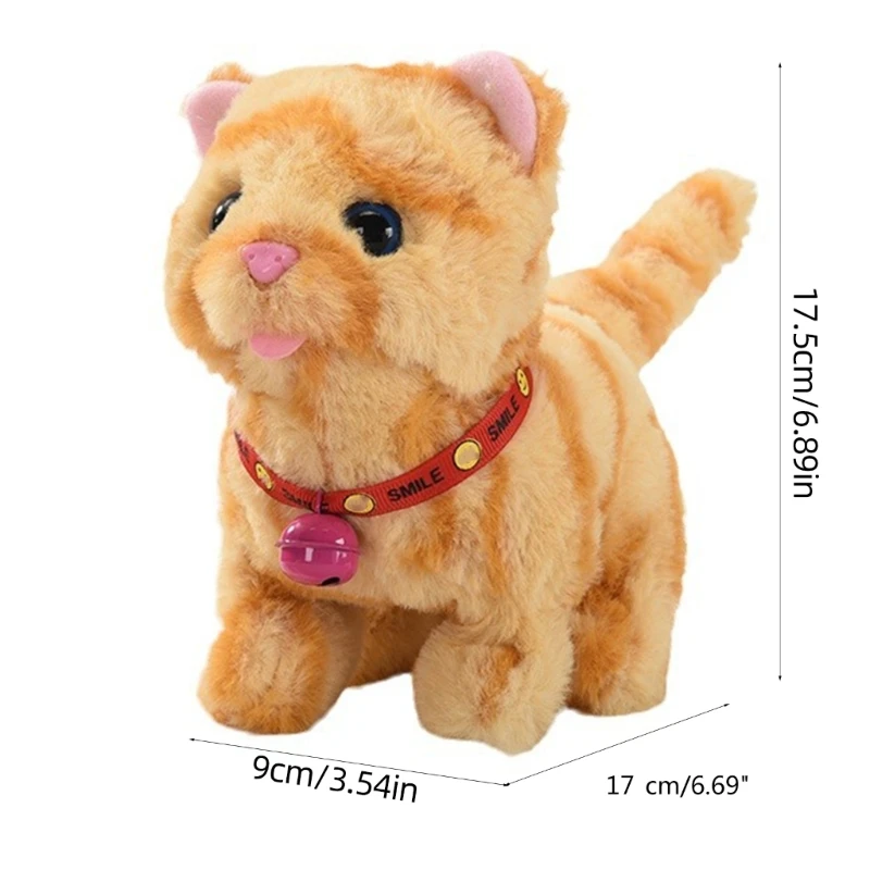 Gato interactivo electrónico peluche para niños, gato juguete que camina con maullido, Animal relleno realista, regalos