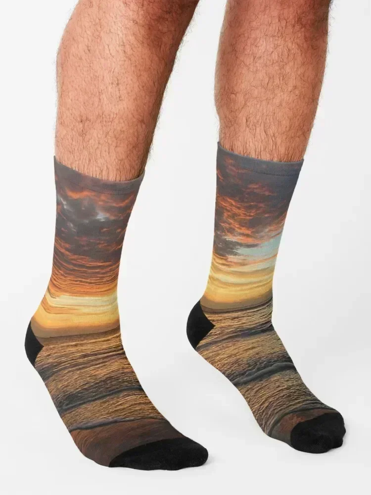 Sunset Beach Socks cool Men's colored floor Socks Man Women's