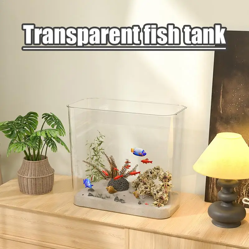 Pequeno transparente Desktop Fish Tank, decorativo Betta Tank, paisagem do aquário, Turtl para casa