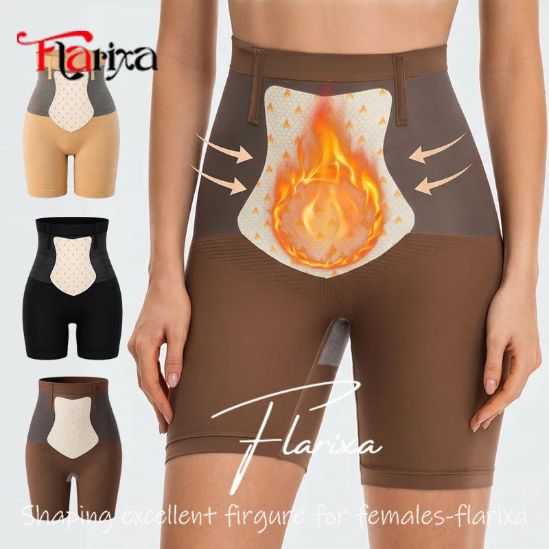 Flarixa – short gainant taille haute pour femme, culotte sculptante, effet ventre plat et rehausseur de fesses, sous-vêtement thermique sans couture pour l'abdomen