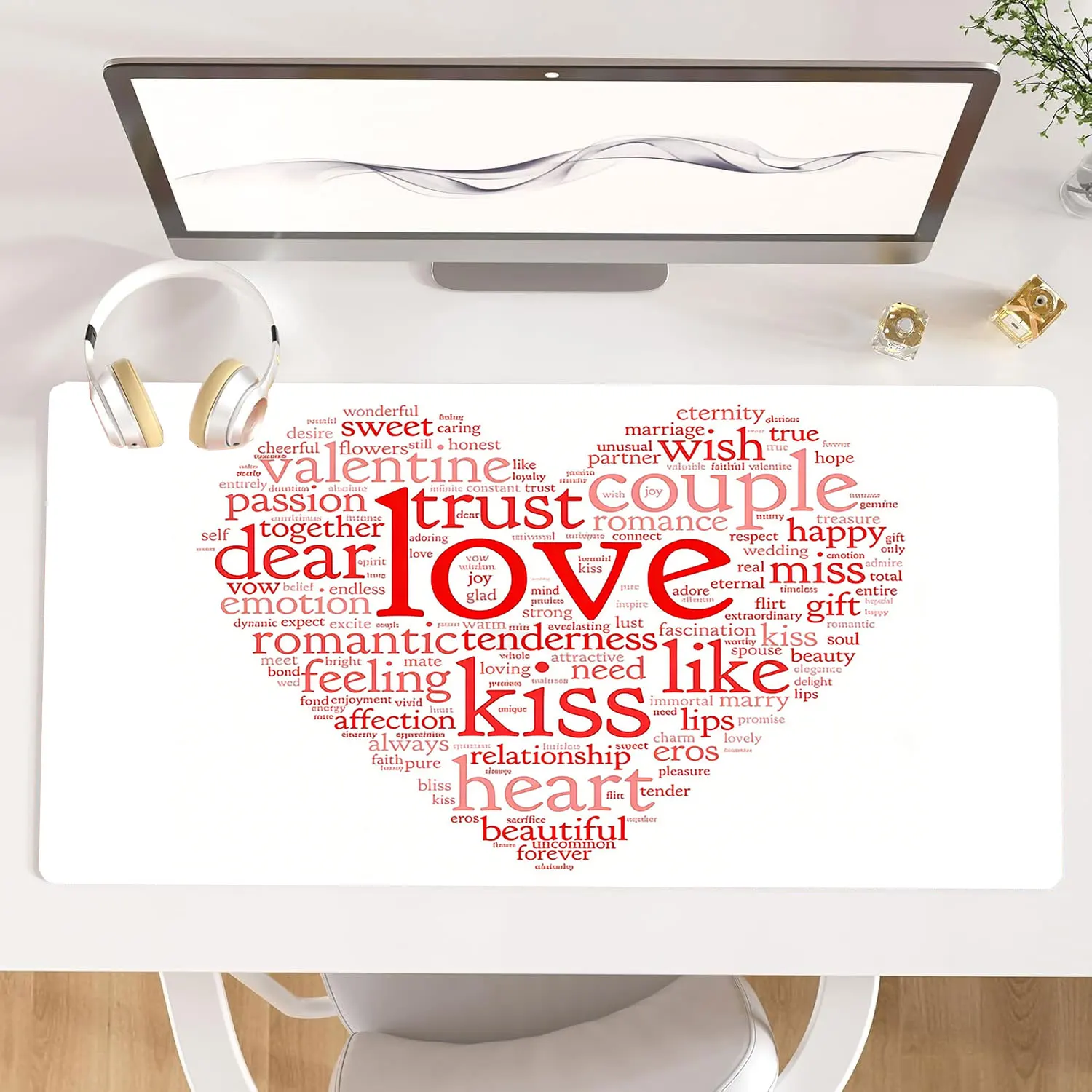 

Large Mouse Pad,XXL Gaming Mousepad Heart-Shaped Anti-Slip Rubber Base Precision Hemming PC Desk Mat for Computer/Office/Home