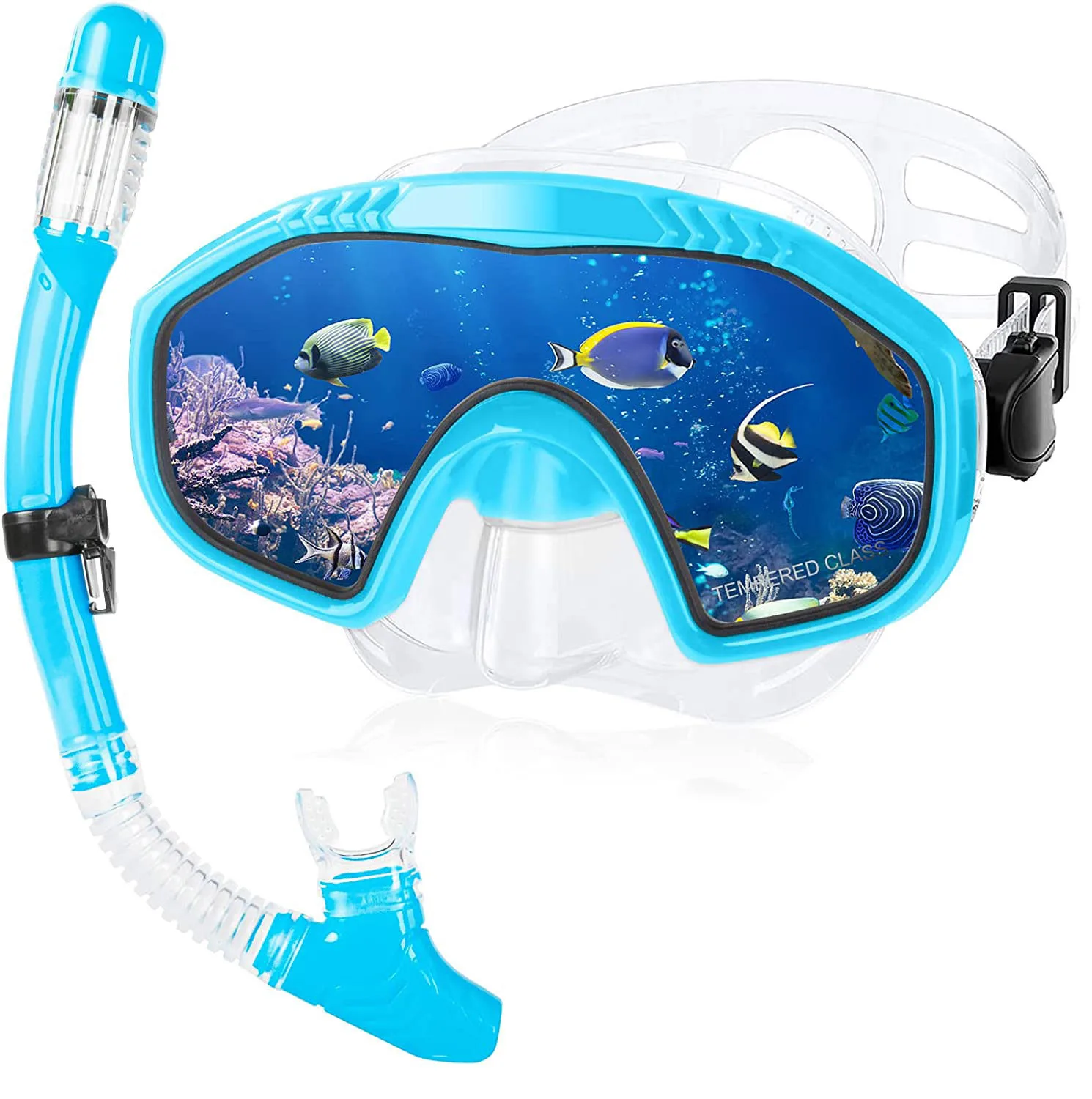 

Adult snorkeling set Tempered glass diving goggles Full dry breathing tube Men's and women's anti-fog diving goggles equipment