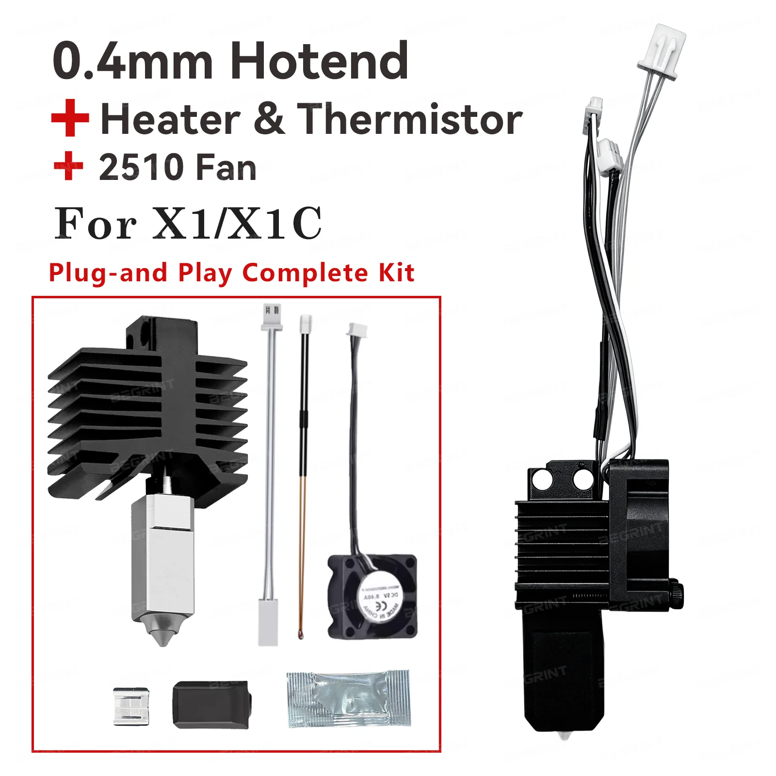 1:1 Nach Original-Modell Hotend für Bambu Lab P1S P1P X1C X1 Carbon 3D-Drucker, Gehärteter Stahl Integriertes Heizelement P1S Düse