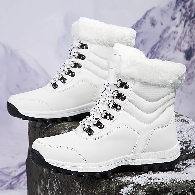 Zimowe damskie buty śniegowe 2024 New Outdoor Thickened Plush Female Sneakers Snow Shoe Warm Thick Sole Snow Waterproof Cotton Boot