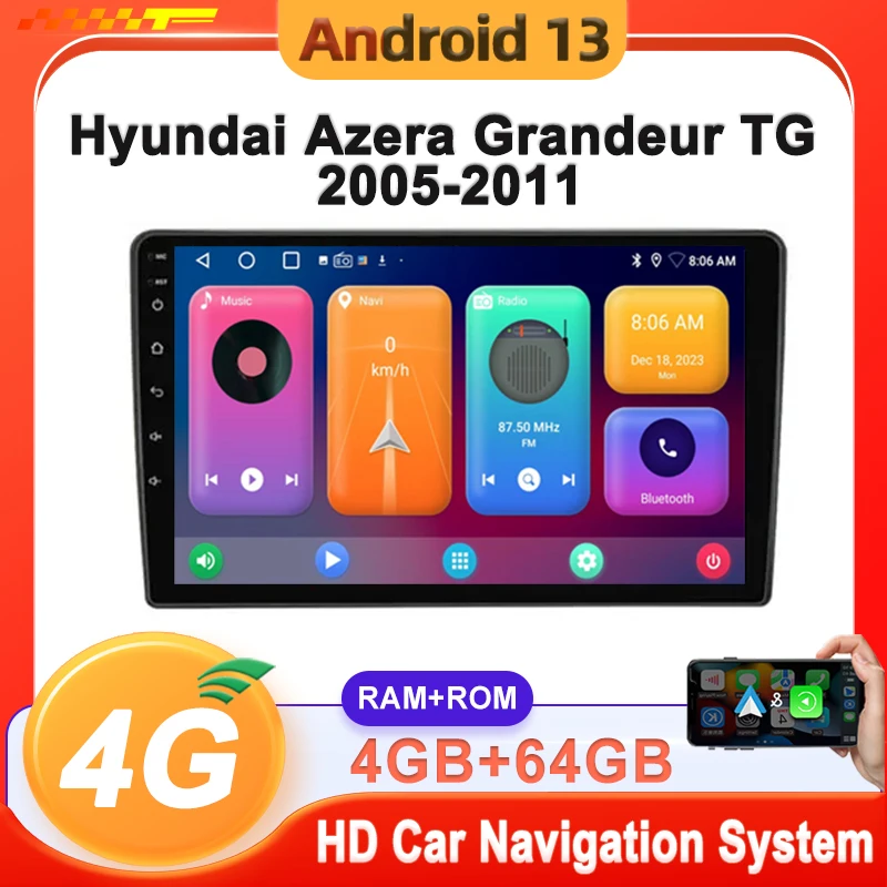 

Android 13 Carplay Auto Car Radio For Hyundai Azera Grandeur TG 2005 - 2011 GPS Recorder Multimedia Player No 2din DVD HDR 5G