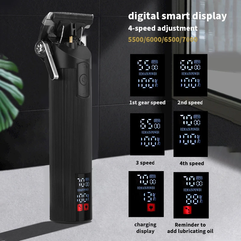 WAIKIL tagliacapelli elettrico da uomo professionale tagliacapelli elettrico multifunzionale con testa a olio ricarica USB barbiere digitale